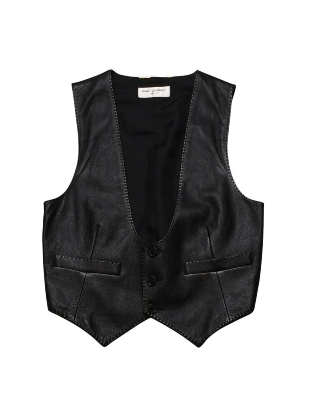 Saint Laurent Leather Vest 36 Black